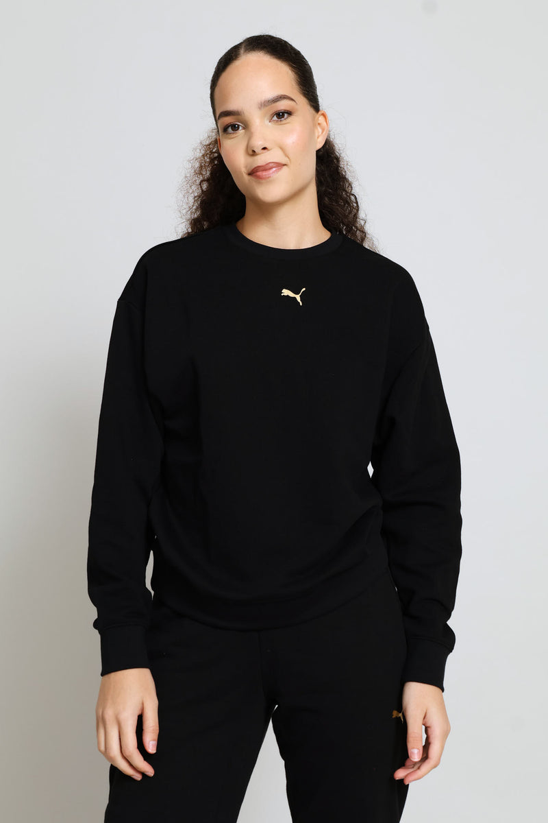 Logo Lab Metallic Comfort Crew Top - Black