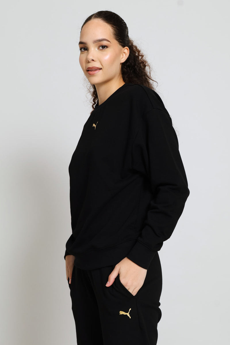 Logo Lab Metallic Comfort Crew Top - Black