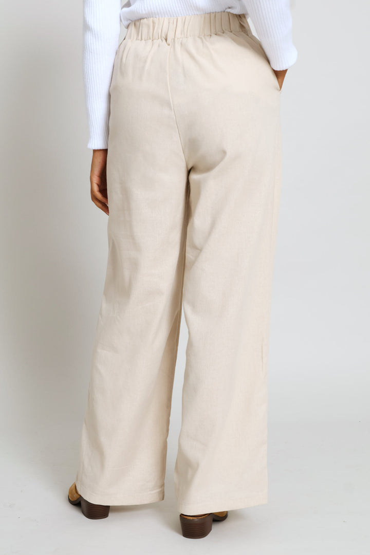 Pleated Wide Leg Trouser - Light Stone