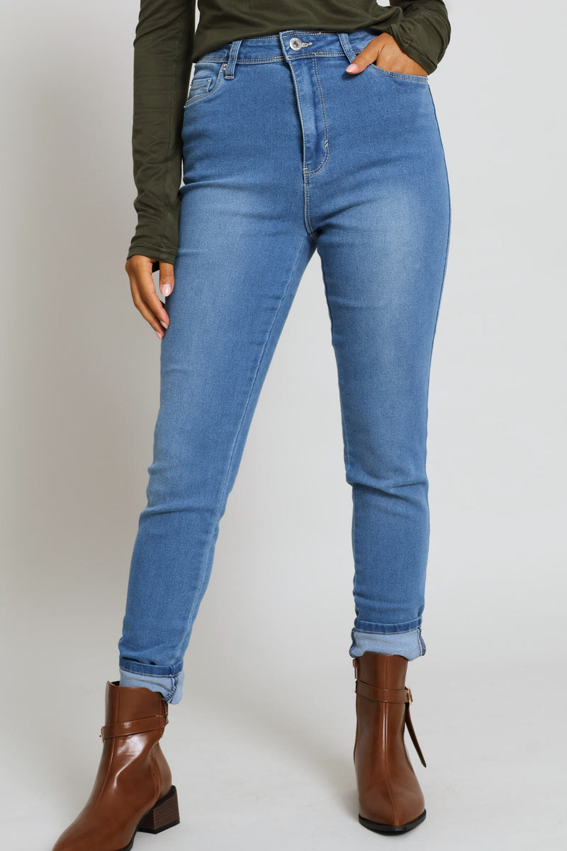 Push Up High Waist Skinny Denim - Light Wash