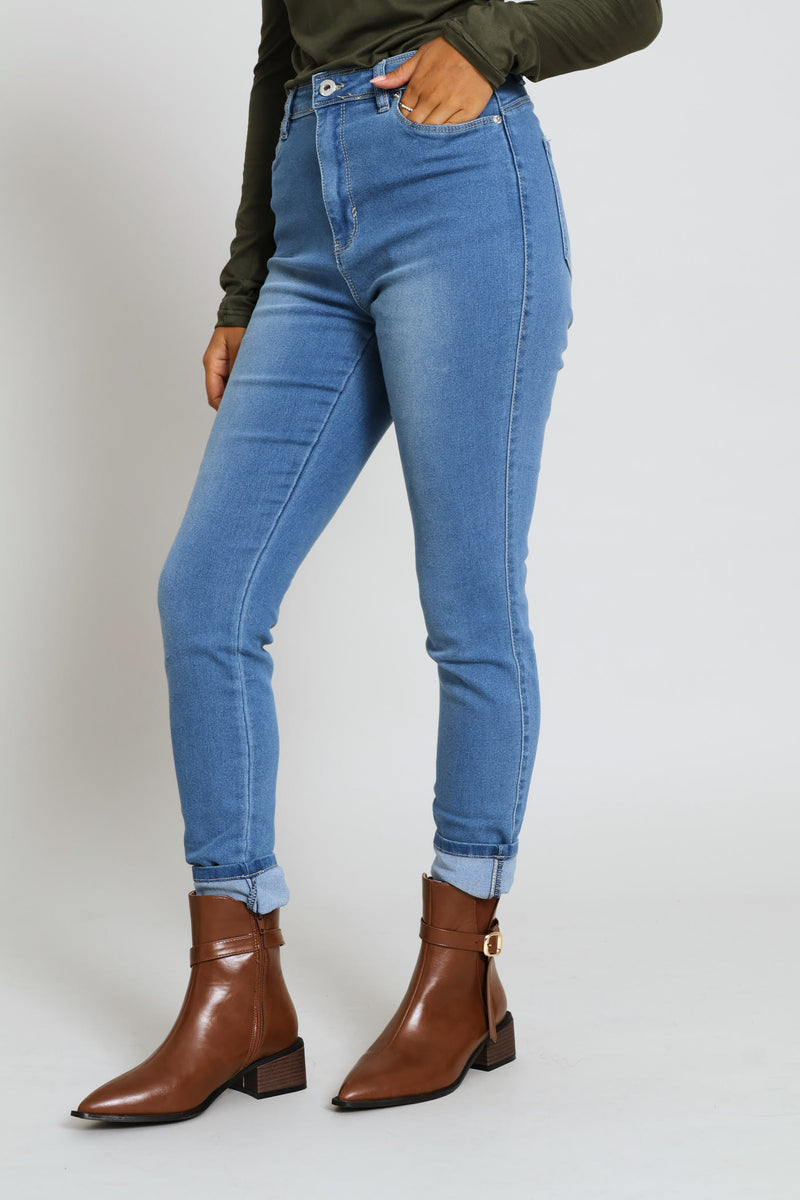 Push Up High Waist Skinny Denim - Light Wash