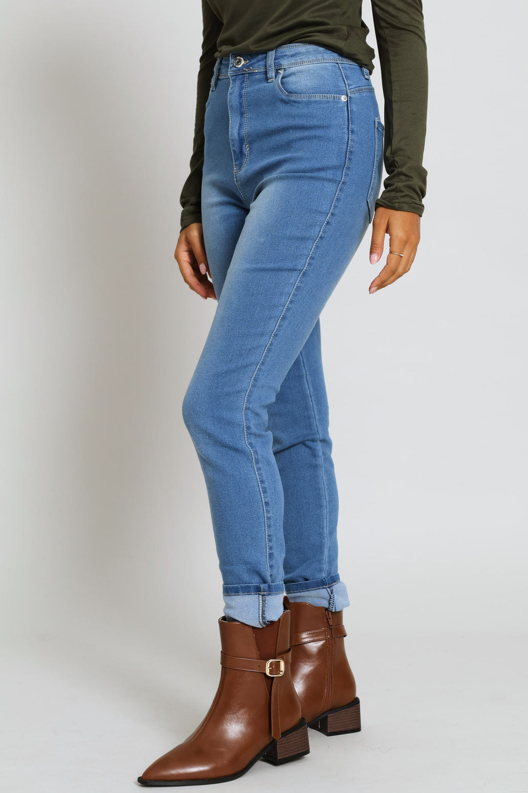 Push Up High Waist Skinny Denim - Light Wash