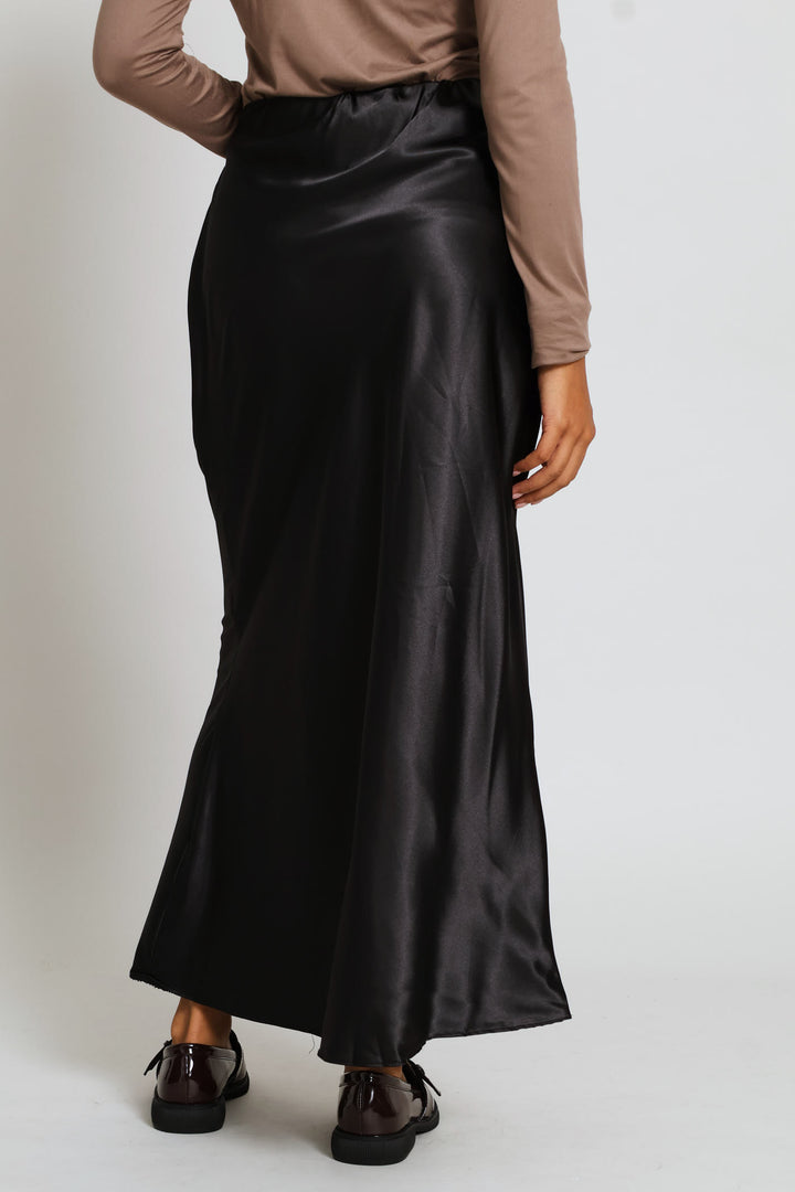 Classic Bias Cut Midi Skirt - Black