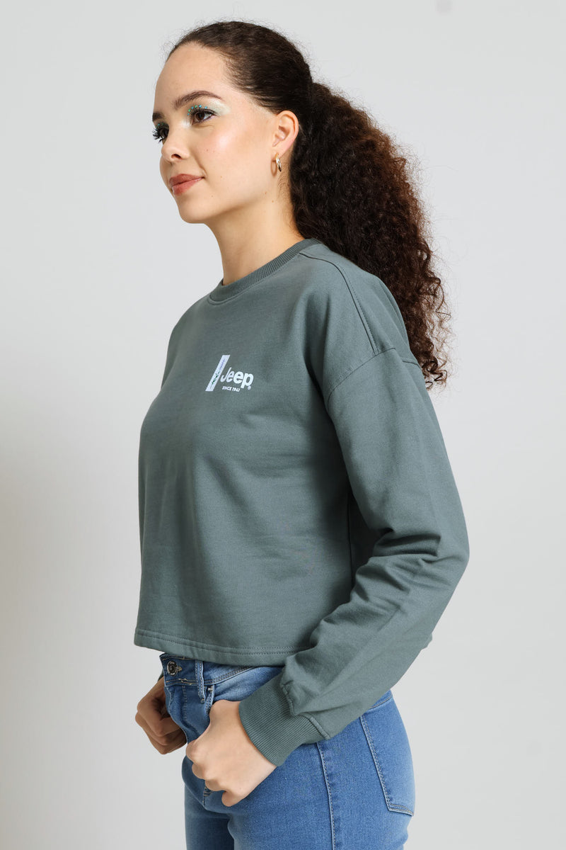 Topographic Crew Neck Top - Grey