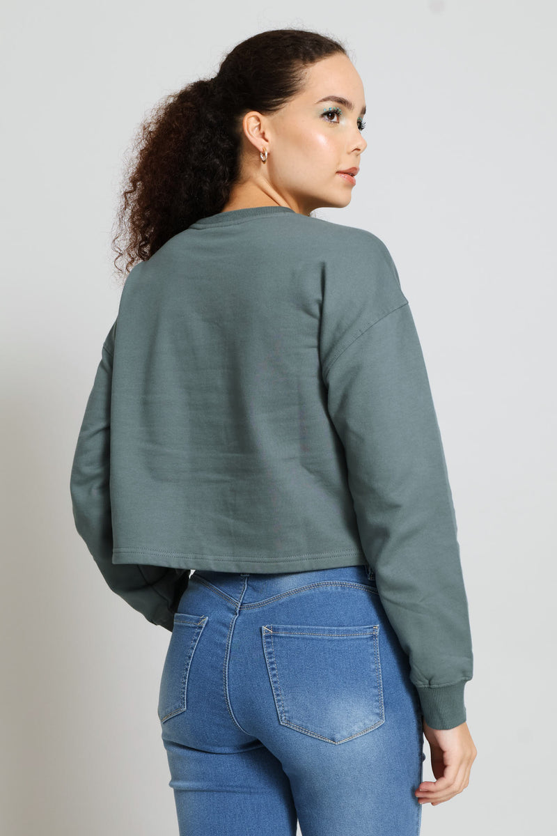 Topographic Crew Neck Top - Grey