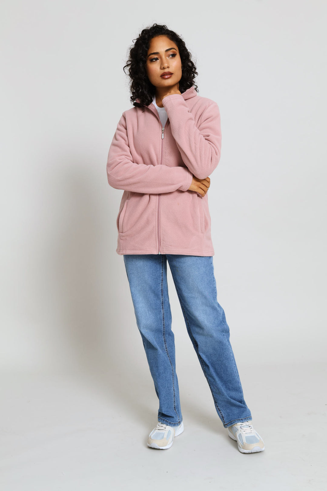 Classic Zip Up Polar Fleece Jacket - Deep Rose