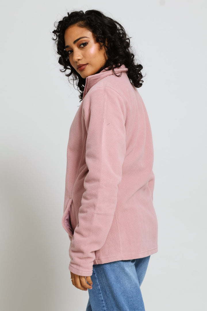 Classic Zip Up Polar Fleece Jacket - Deep Rose