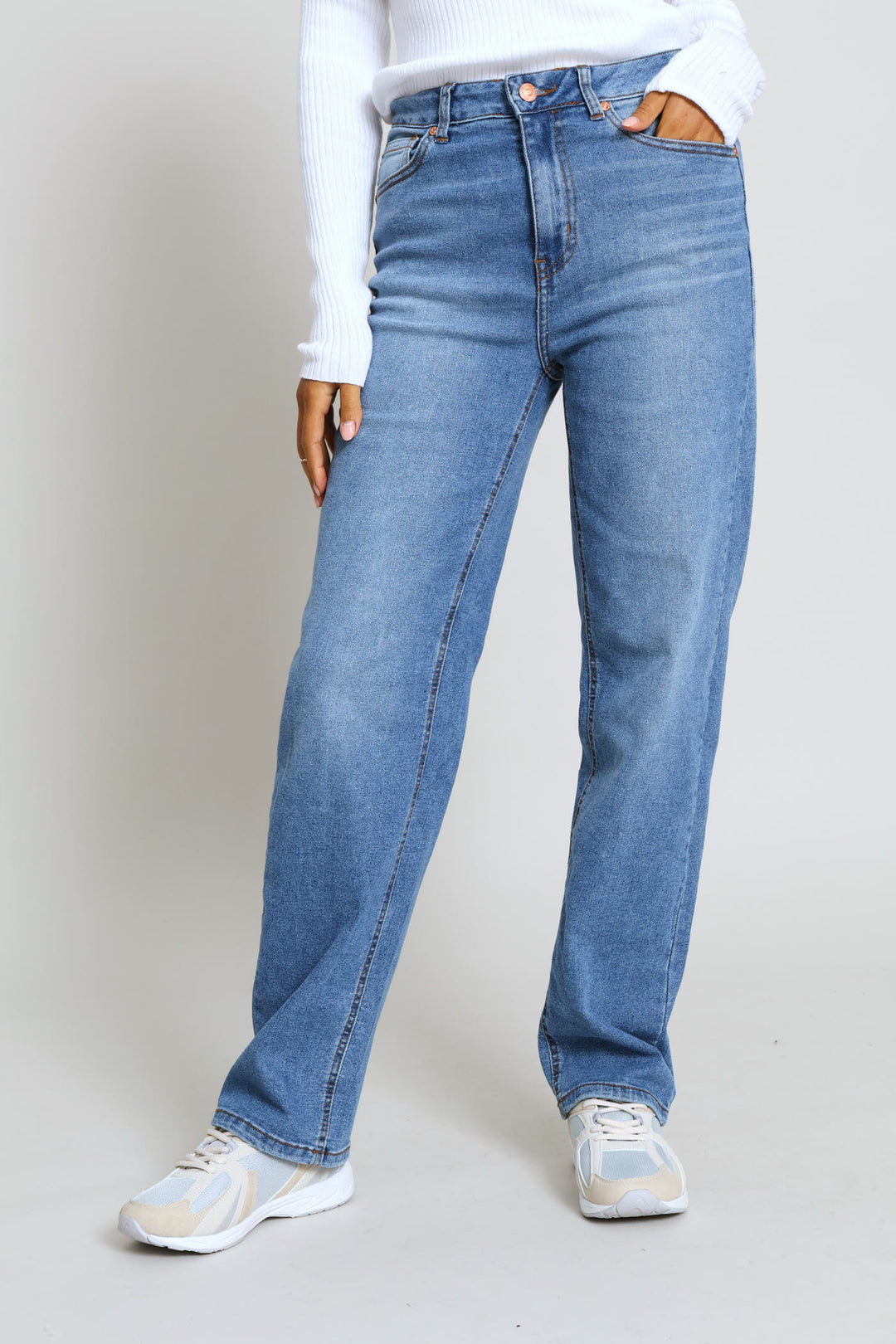 Classic Straight Leg Denim - Salty Mid Wash
