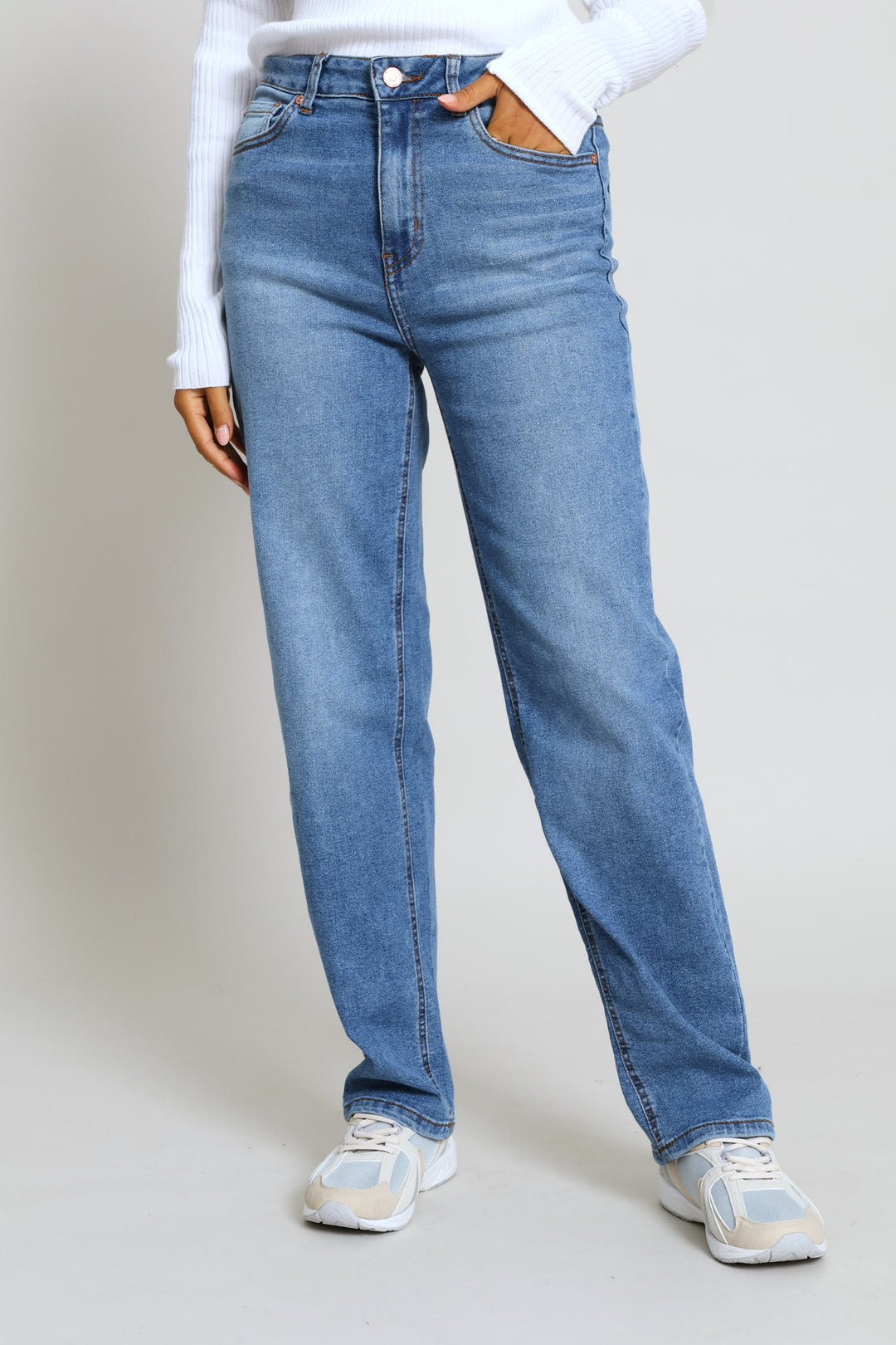 Classic Straight Leg Denim - Salty Mid Wash