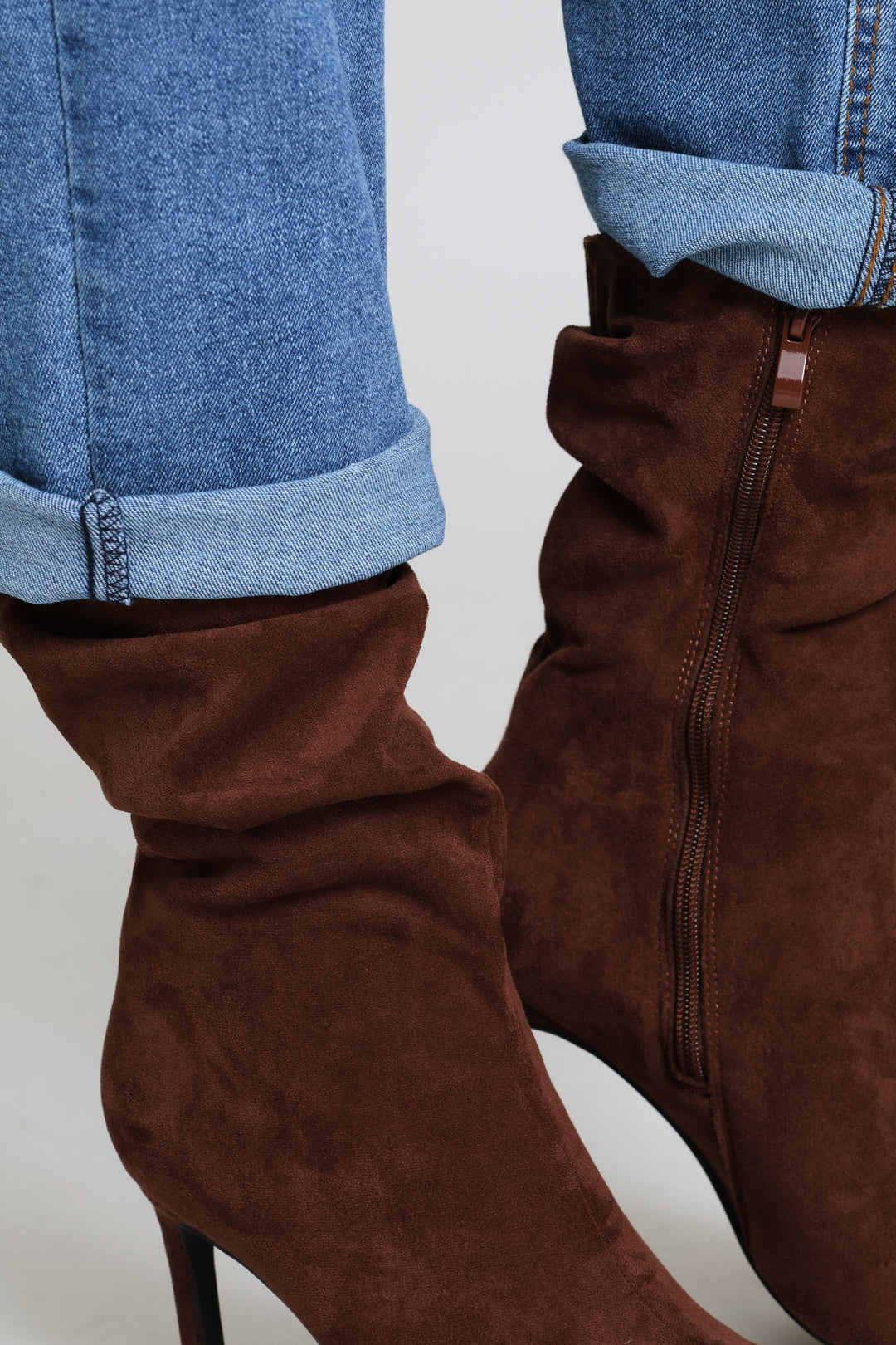 Pointed Toe Shuffle Stiletto Boot - Brown