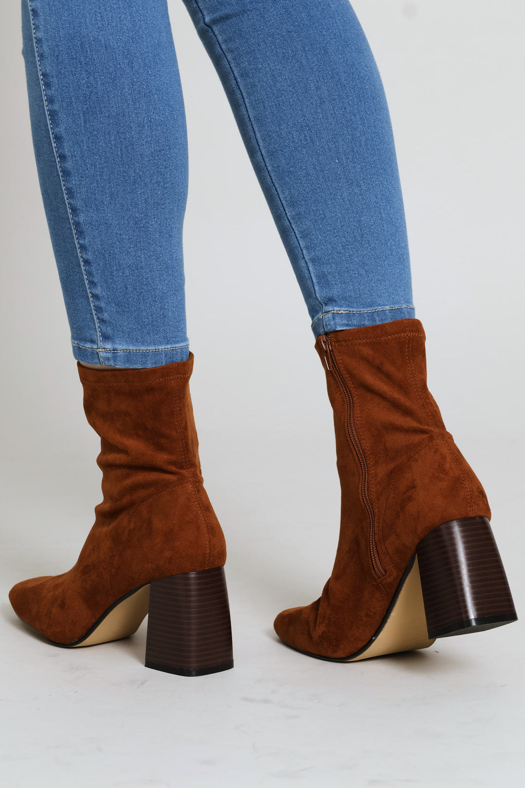 Rendered Sole Stretch Microfibre Sock Boot - Chocolate