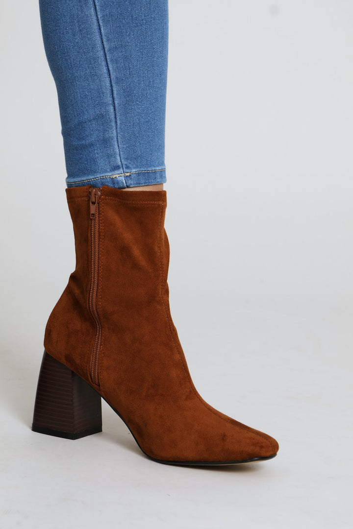 Rendered Sole Stretch Microfibre Sock Boot - Chocolate