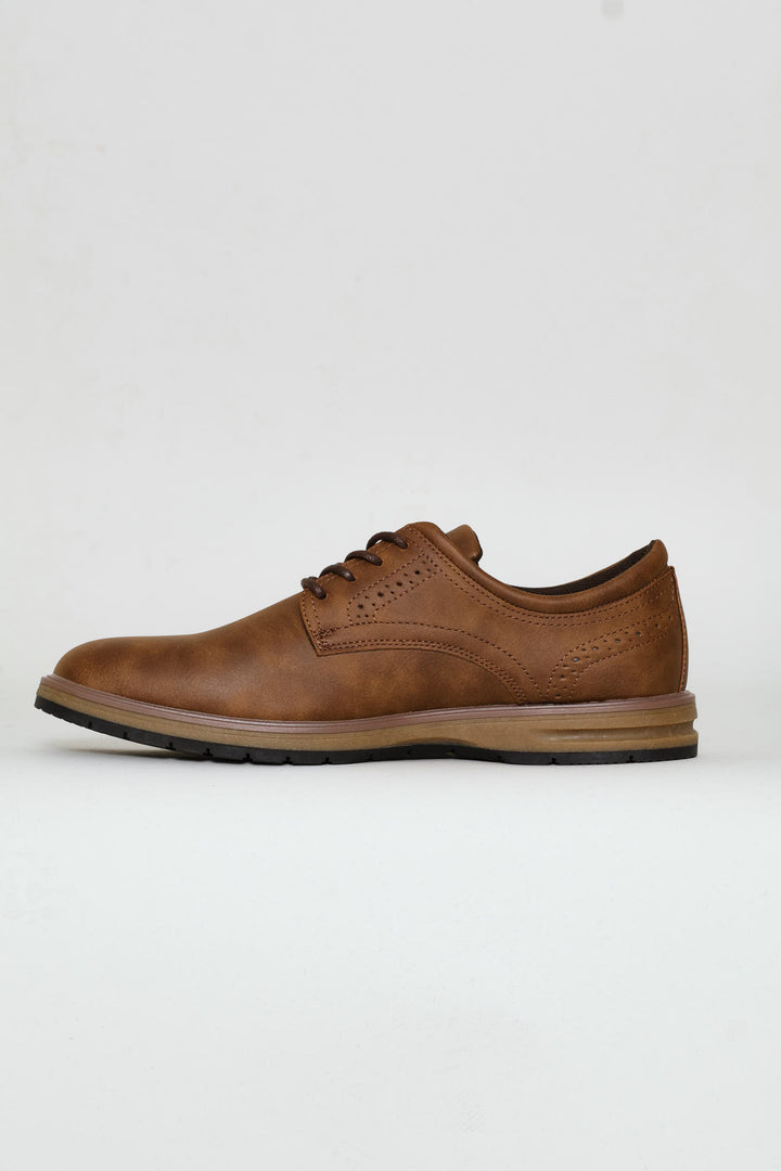 Smart Casual Lace Up Derby Shoe - Tan