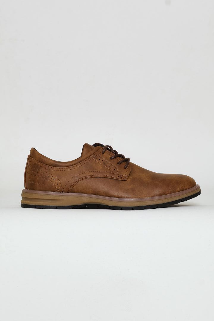 Smart Casual Lace Up Derby Shoe - Tan