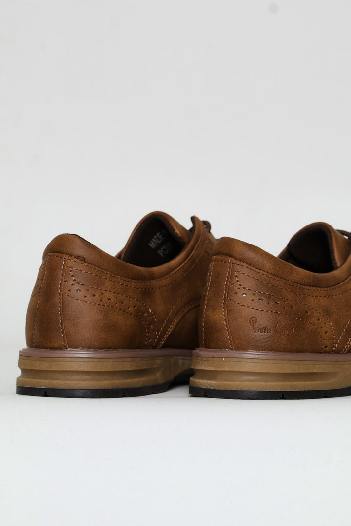 Smart Casual Lace Up Derby Shoe - Tan