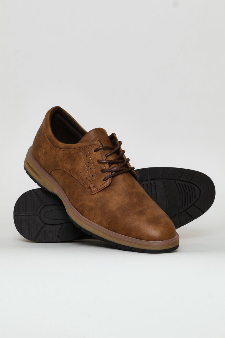 Smart Casual Lace Up Derby Shoe - Tan