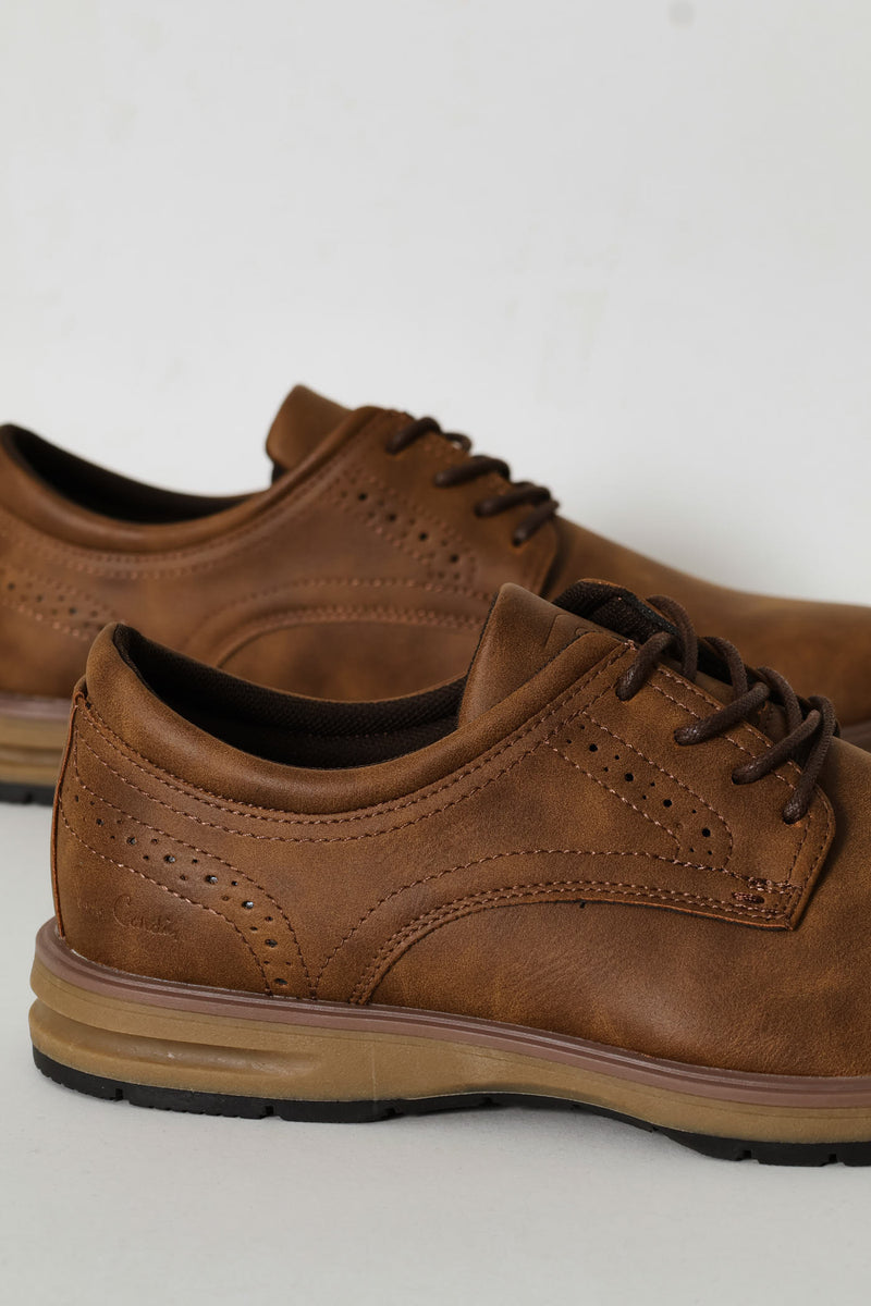 Smart Casual Lace Up Derby Shoe - Tan