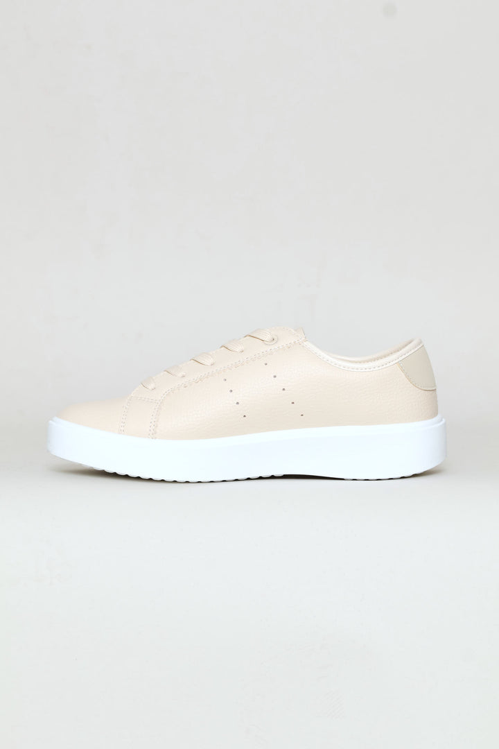 Ivy Lace Up Platform Sneaker - Beige