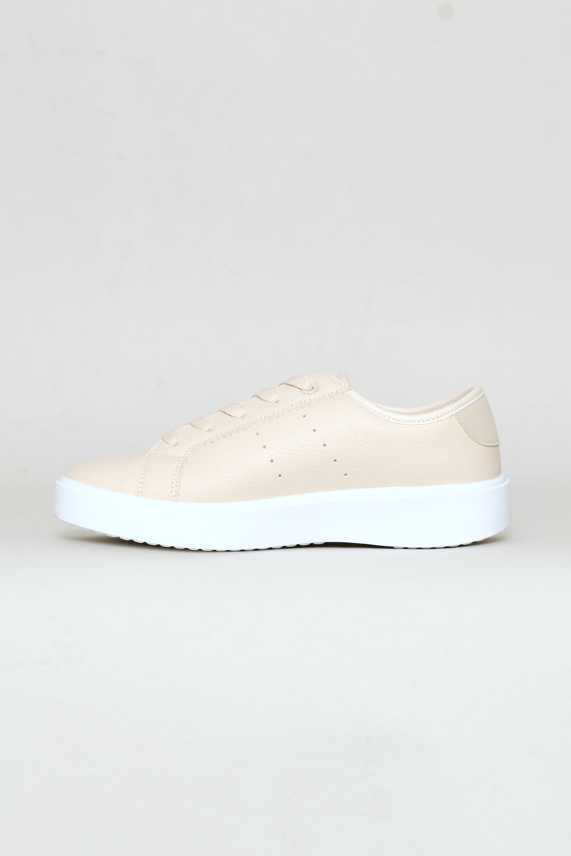 Ivy Lace Up Platform Sneaker - Beige