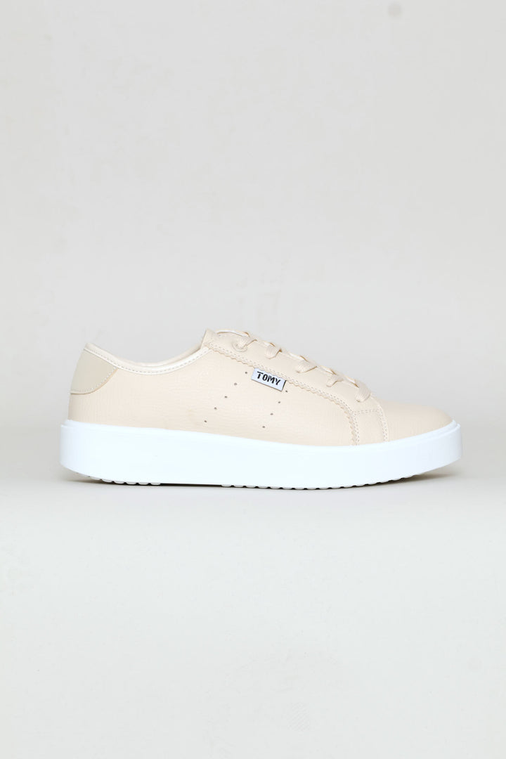 Ivy Lace Up Platform Sneaker - Beige