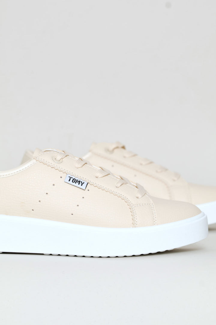 Ivy Lace Up Platform Sneaker - Beige