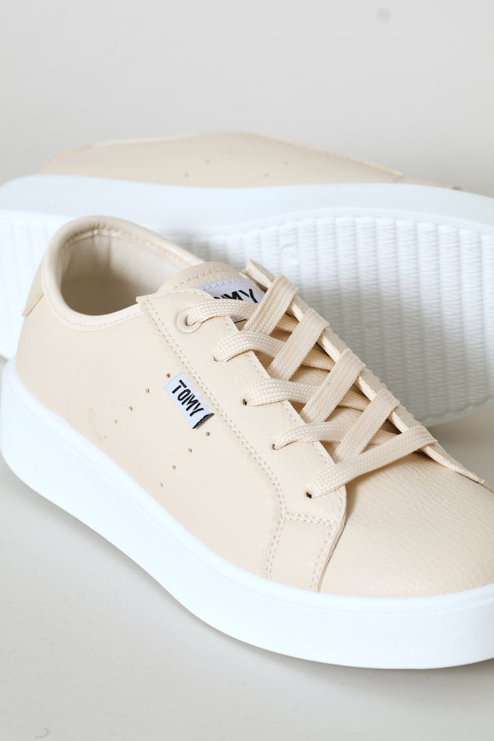 Ivy Lace Up Platform Sneaker - Beige