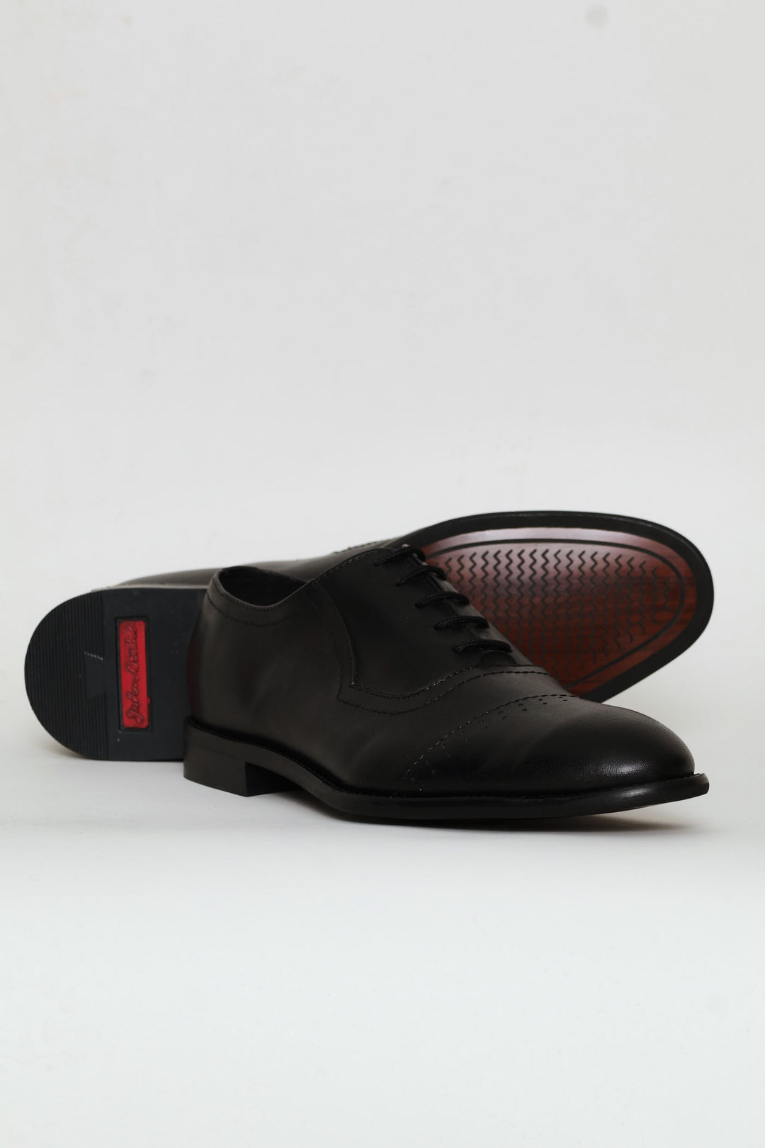 Punched Detail Oxford Lace Up Shoe - Black