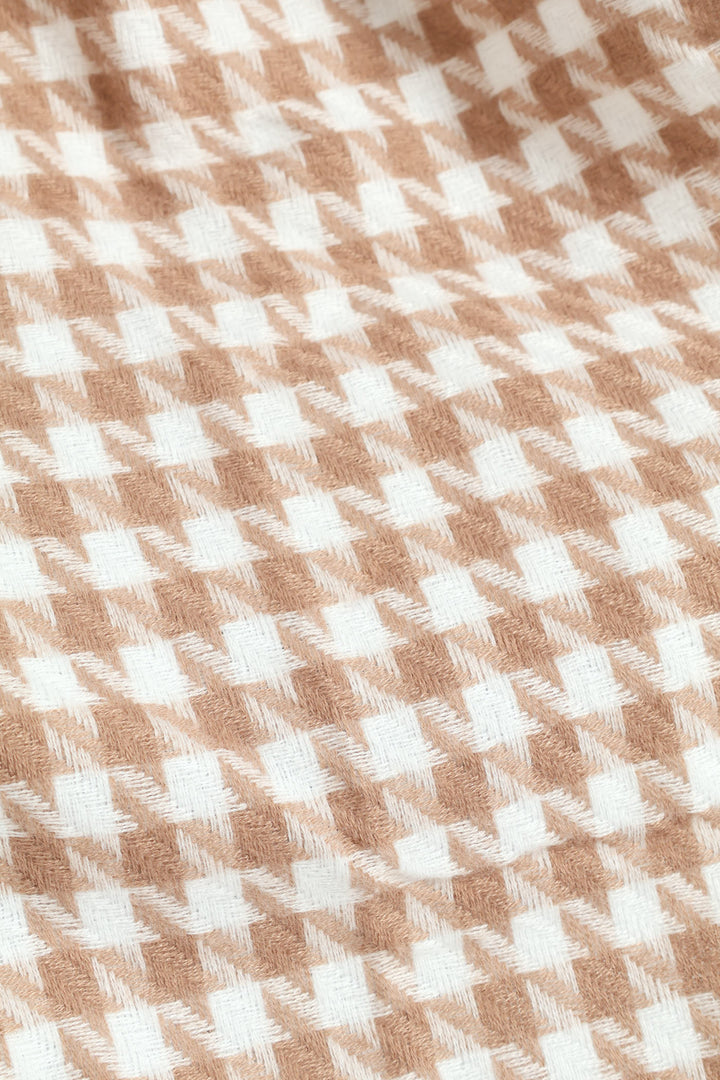 Tassel Houndstooth Scarf - Cream