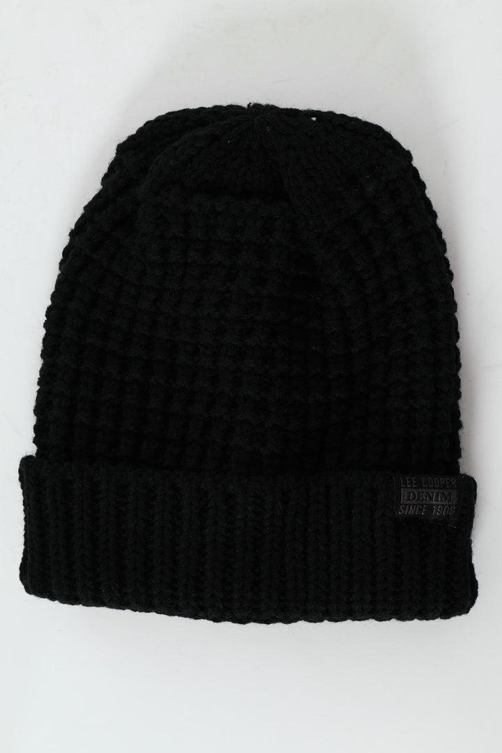 Fio Waffle Beanie - Black