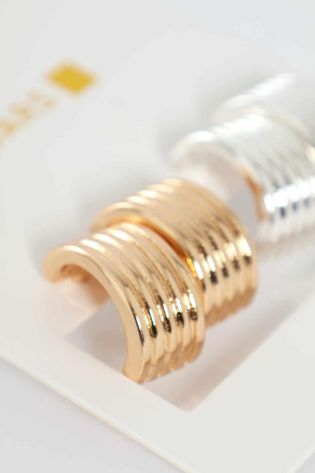 2 Pack Silver & Gold Fluted Hoop Earrings