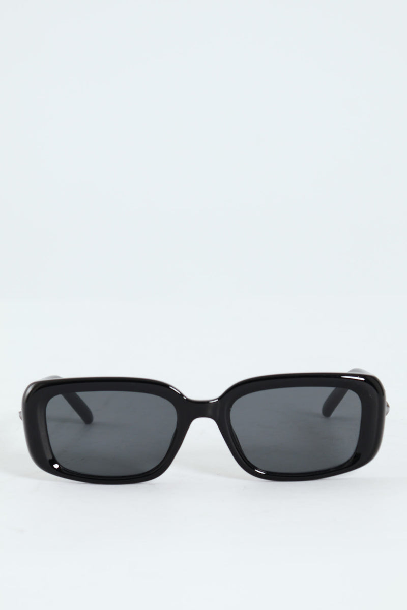 Slim Beveled Sunglasses - Black