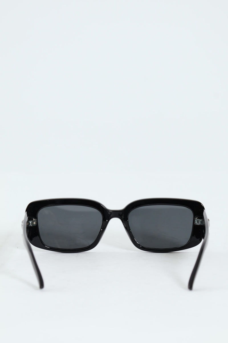 Slim Beveled Sunglasses - Black