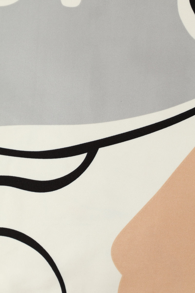 Earth Tone Rope Boarder Satin Feel Scarf - Cream