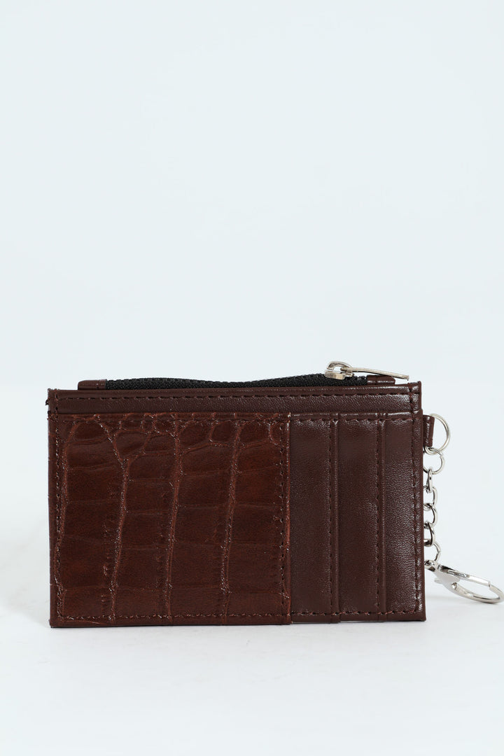 Key Chain Embossed Wallet - Dark Brown