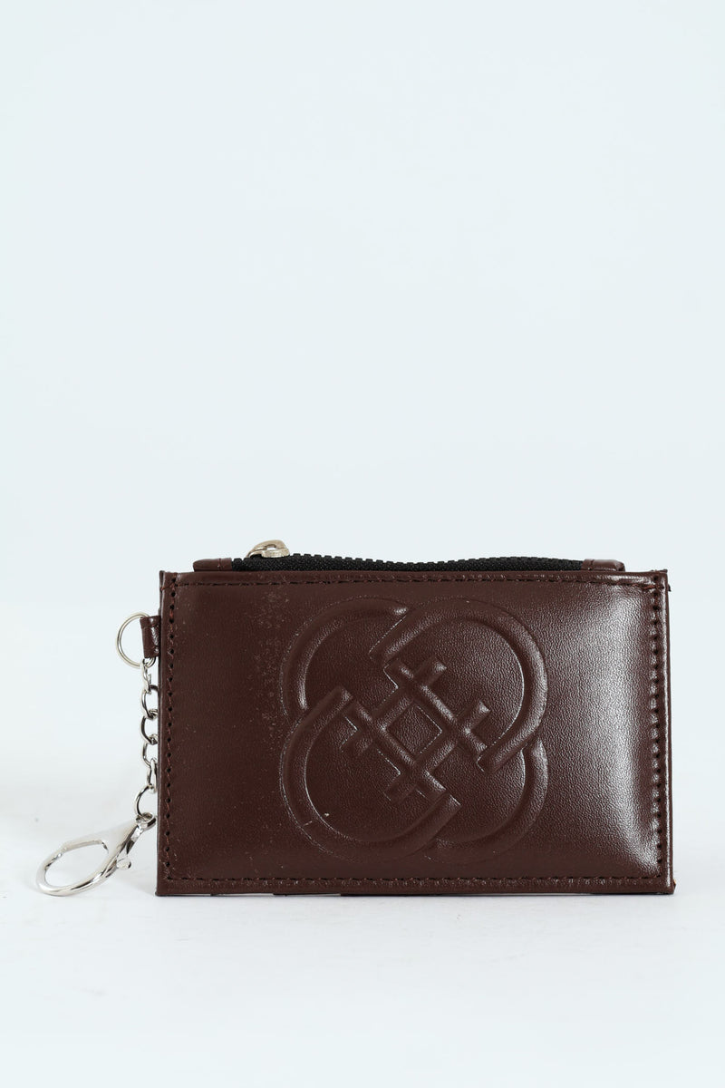 Key Chain Embossed Wallet - Dark Brown