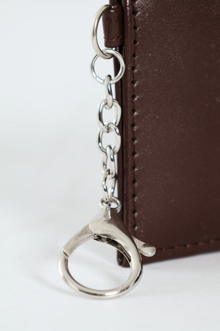 Key Chain Embossed Wallet - Dark Brown