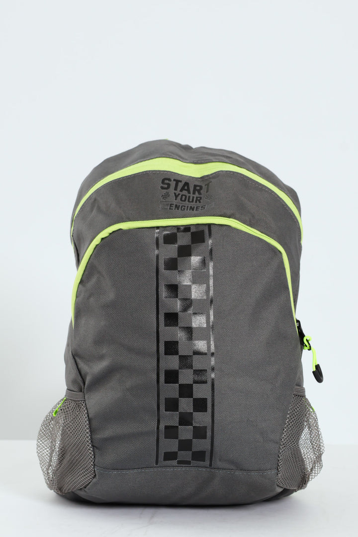 Boys Start Your Engines Backpack - Charcoal