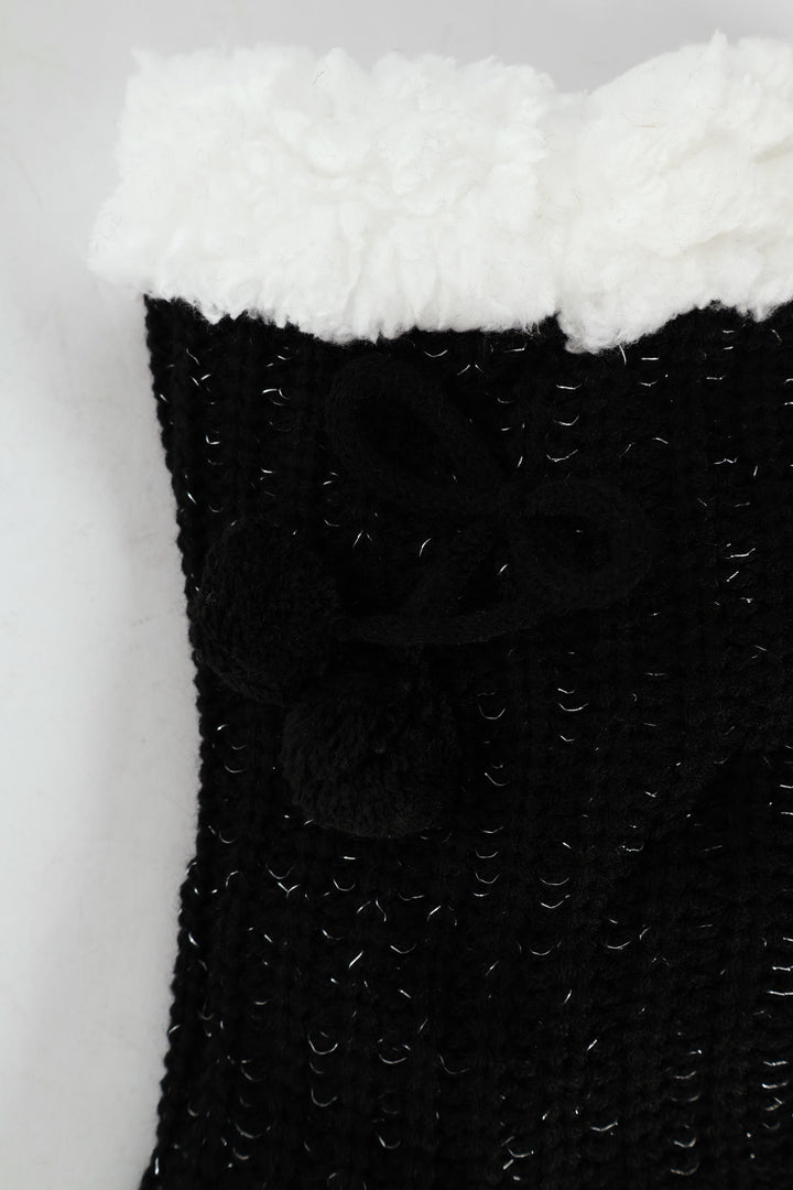 Cable Knit Bed Socks - Black