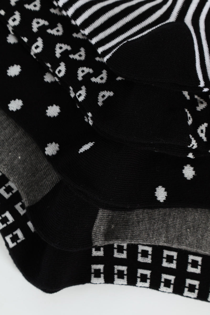 5 Pack Riple Design Anklet Socks - Black