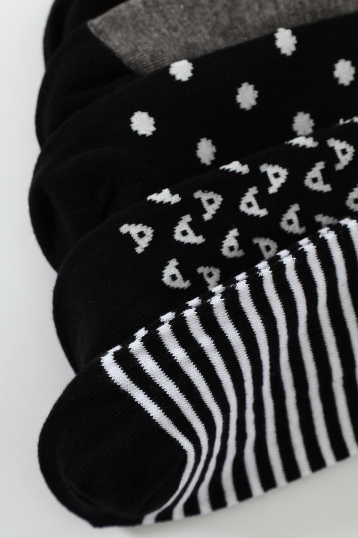 5 Pack Riple Design Anklet Socks - Black