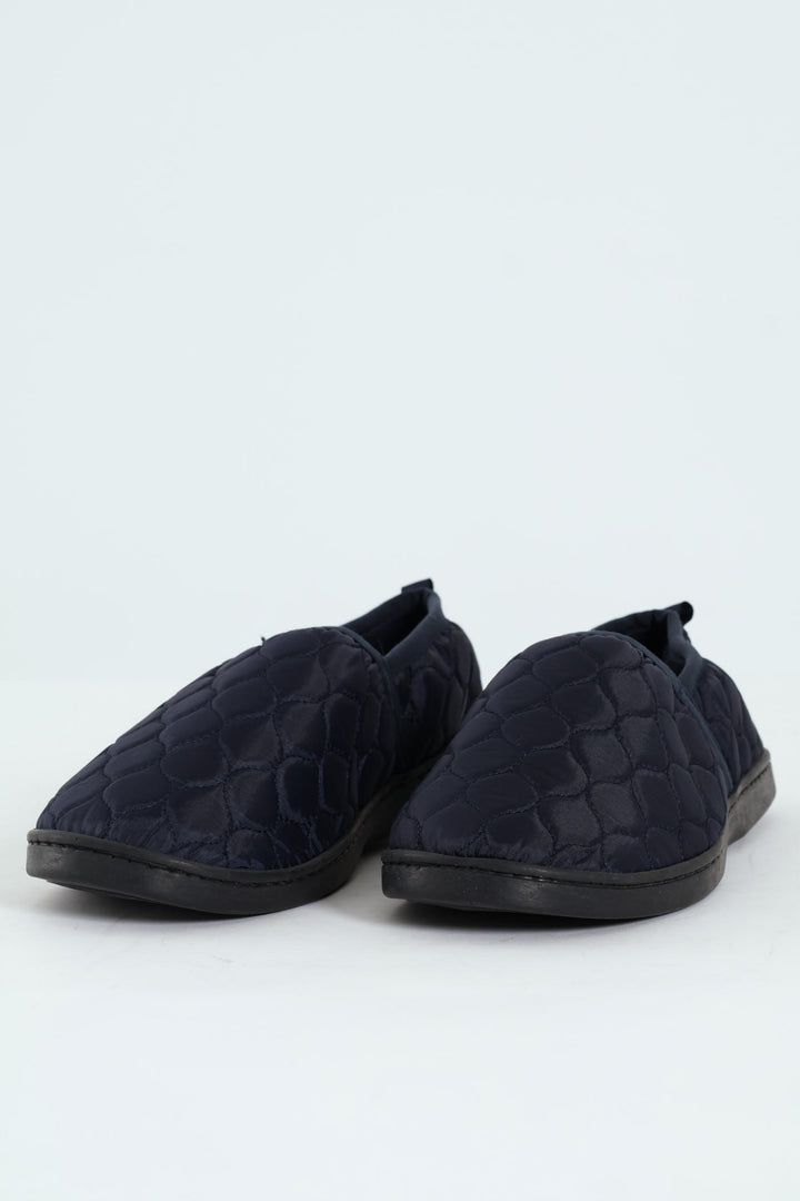 Nylon Upper With Quilted Detail Slipper - Navy