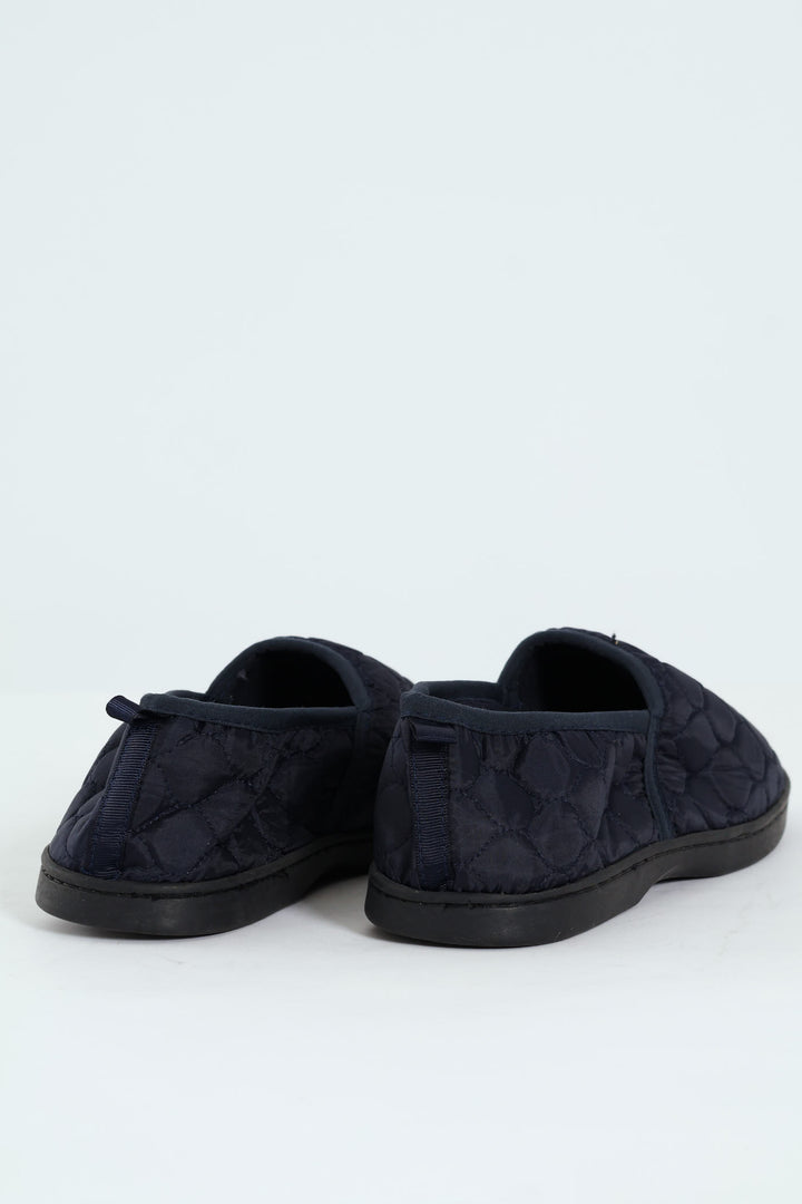 Nylon Upper With Quilted Detail Slipper - Navy