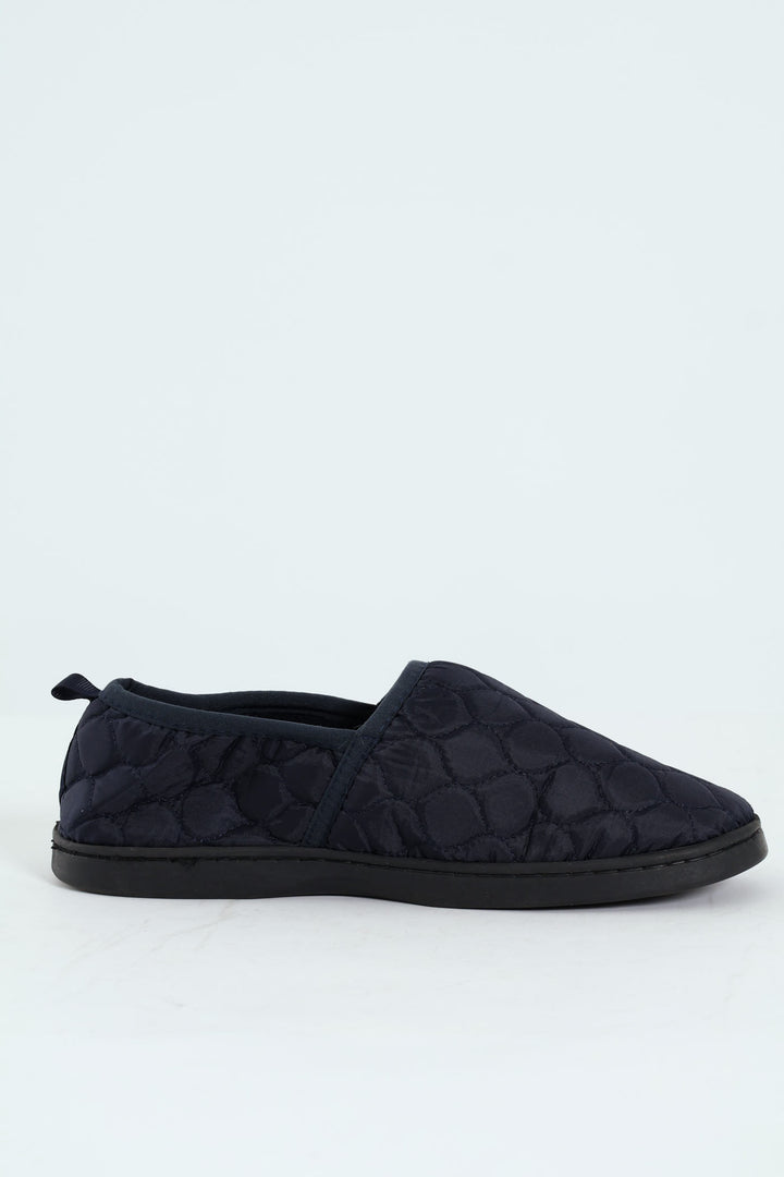 Nylon Upper With Quilted Detail Slipper - Navy