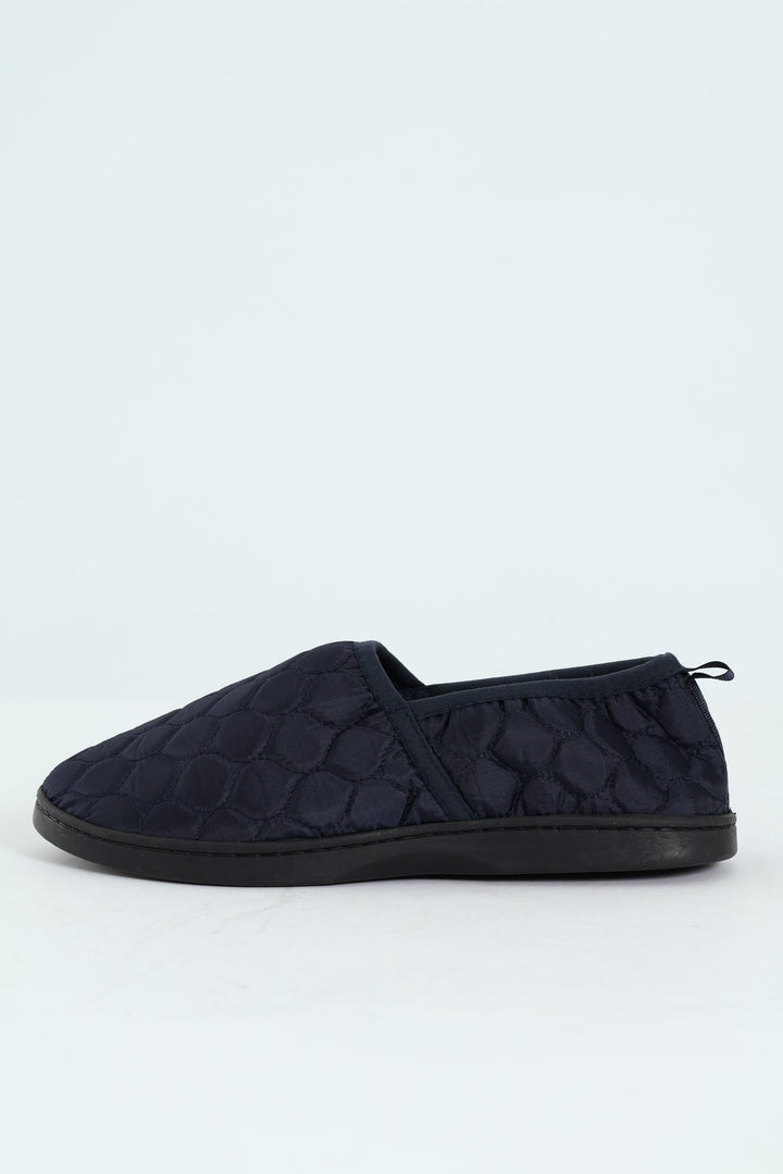Nylon Upper With Quilted Detail Slipper - Navy