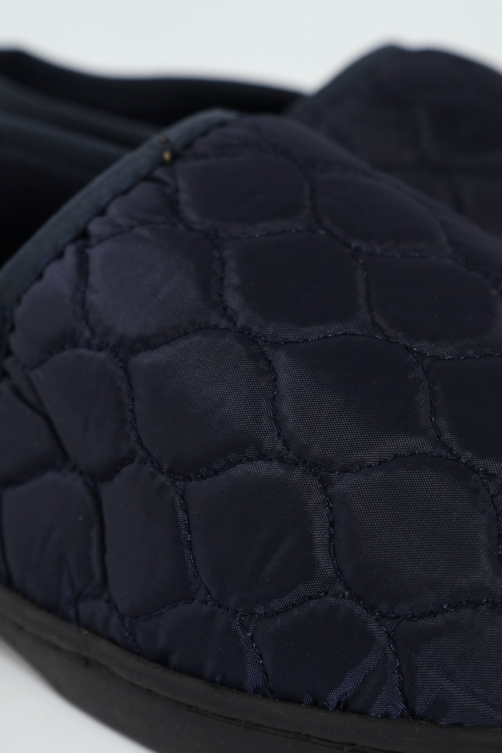 Nylon Upper With Quilted Detail Slipper - Navy