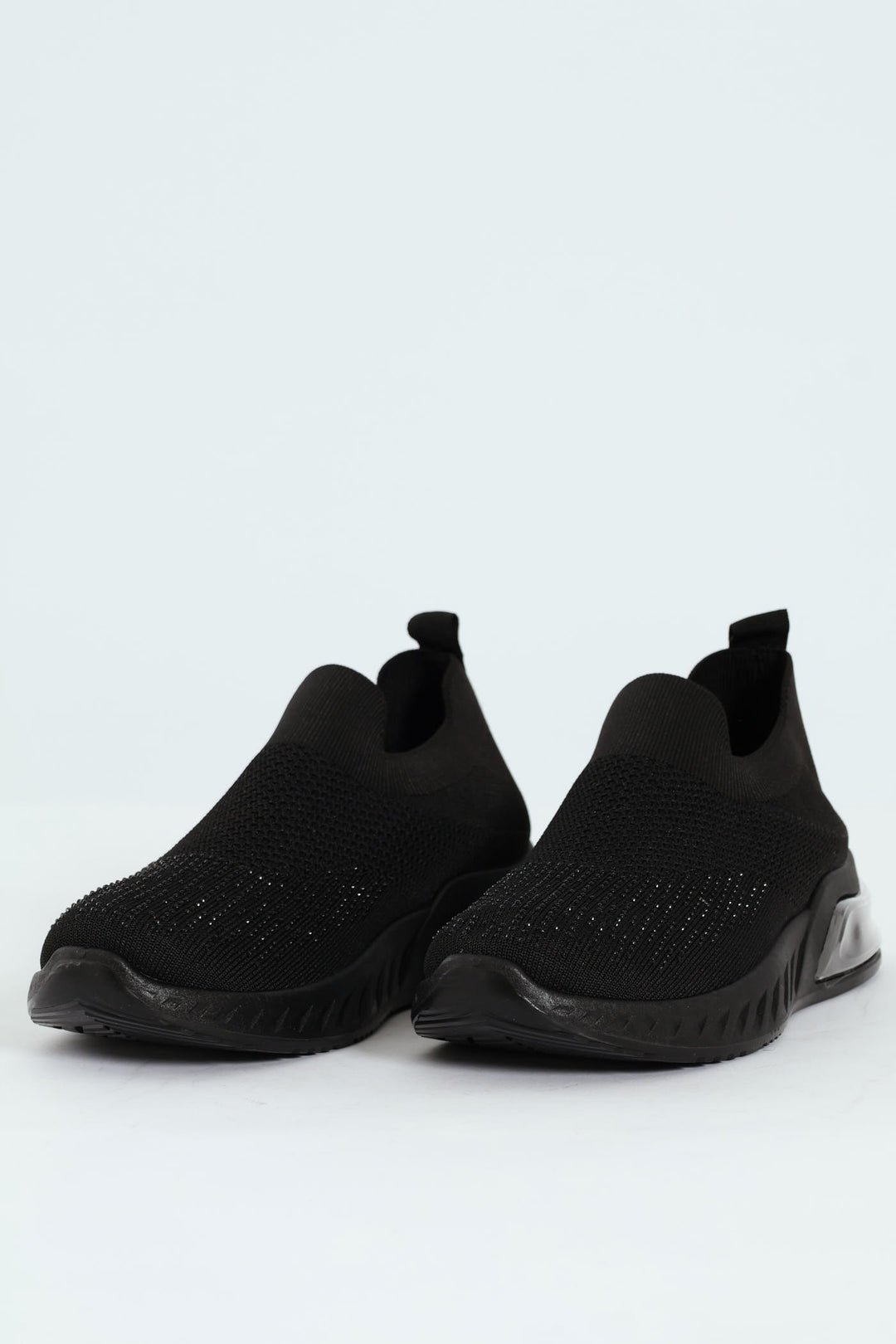 Knit Diamante Slip On Sneaker - Black
