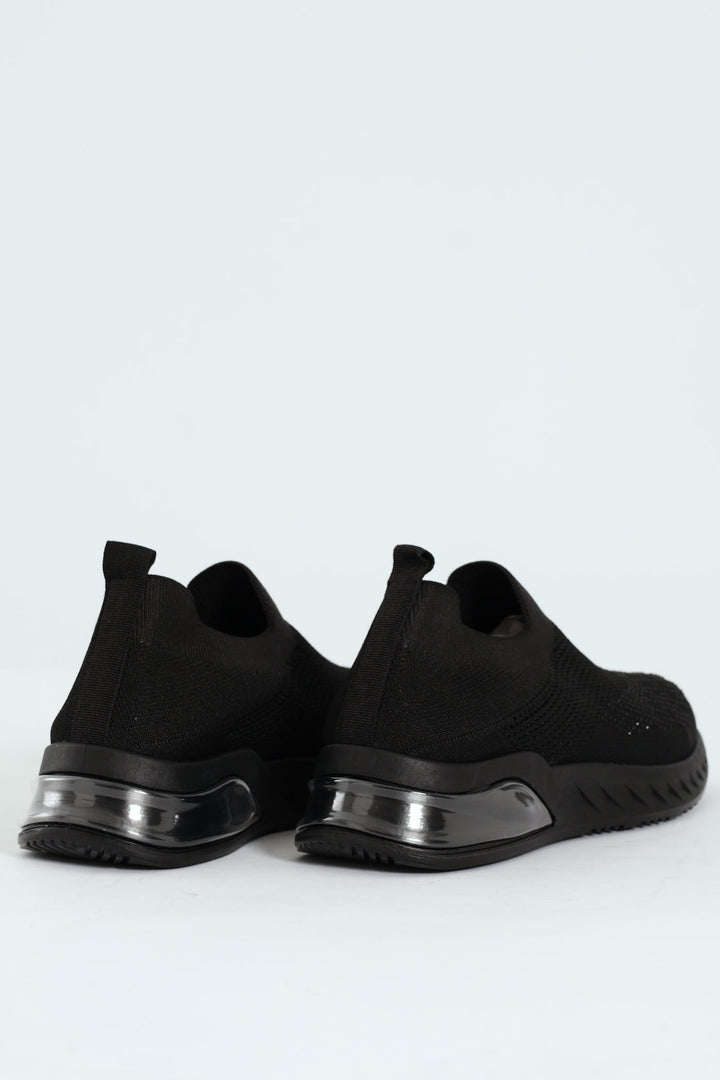 Knit Diamante Slip On Sneaker - Black