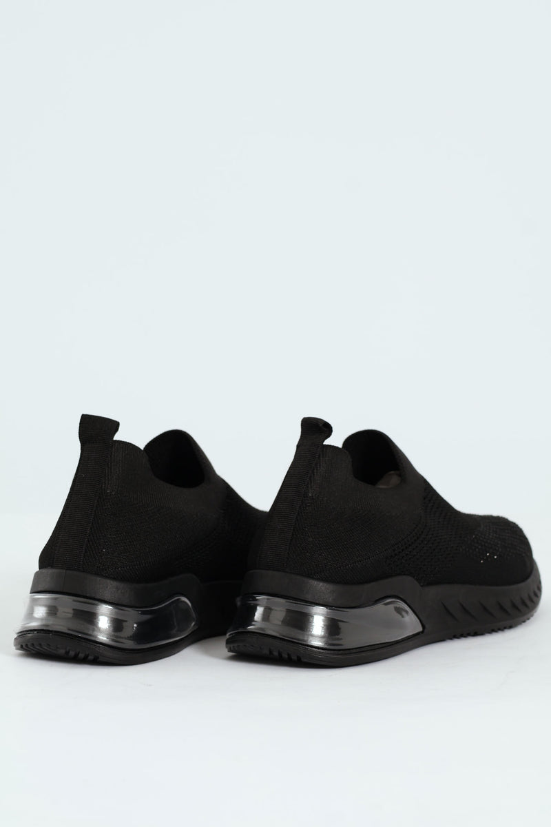 Knit Diamante Slip On Sneaker - Black