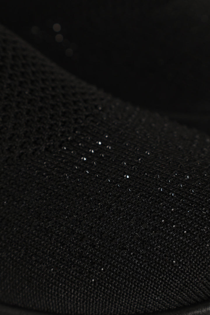 Knit Diamante Slip On Sneaker - Black