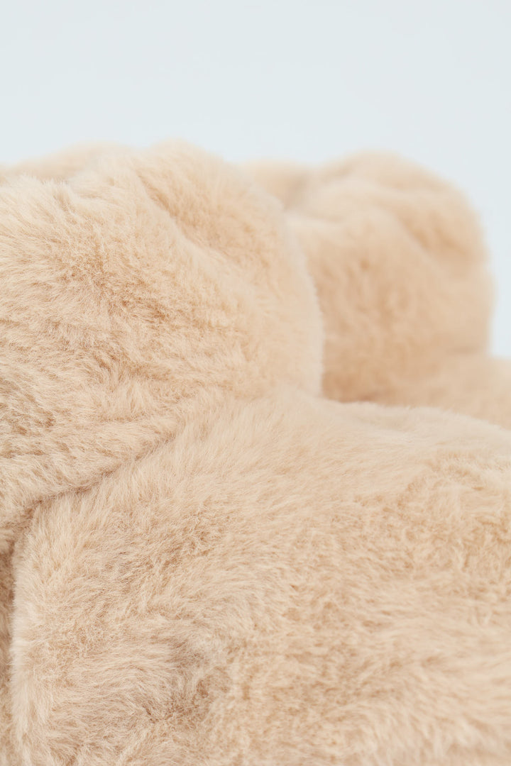 Faux Fur Bootie Sock - Light Brown